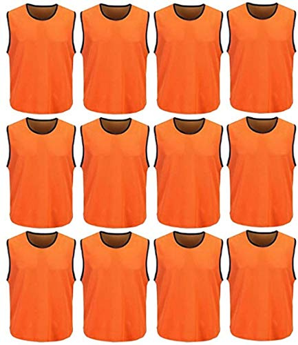 Dreamhigh 12 Pack Soccer Team Sports Training Vest Adult Orange