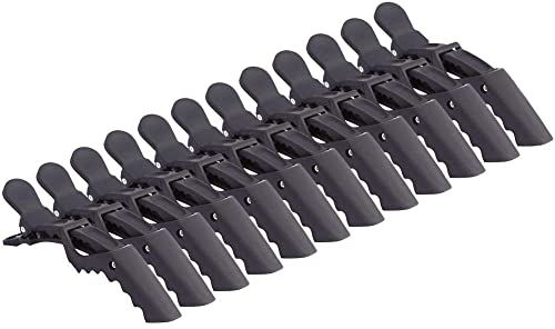 12 Stück Haarspange, Salon Haar Ausschnitt Klipps, Haarklammern Alligator Haarspange Haarschnitt Zusätze für das Starke Haar, Friseur Styling Haar Bändiger Nicht Beleg (Schwarz)