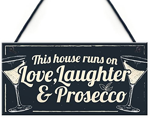 Red Ocean Fun Laughter Prosecco Kitchen Plaque Alcohol Home Bar Pub Sign Friend Gift For Women