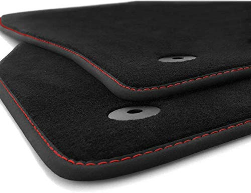 kh Teile Fußmatten passend für Polo 6 Premium Qualität Velours Autoteppich 2-teilig vorn Ziernaht rot