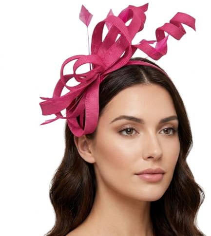 Caprilite Sinamay Headband Swirl Fascinator For Women Wedding Ascot Races (Fuchsia Hot Pink)