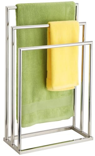 Free Standing Towel Racks for Bathroom, 3 Tier Stainless Steel Bathroom Towel Rack, Towel Drying Rack Stand for Outdoor Poolside, Blanket Holder, Chrome, DECLUTTR
