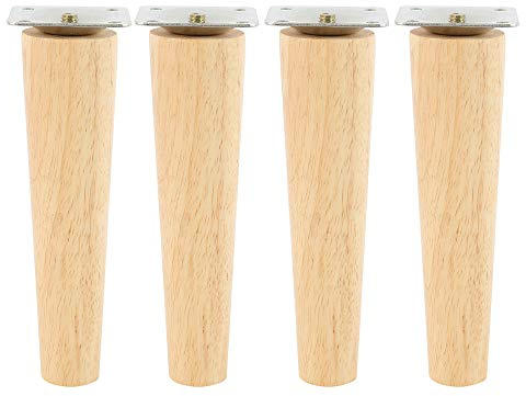 4 x Möbelfüße Möbelbeine, Holzfarbe Aus Eiche für Stühle, Schrank und Sofa, mit Schrauben und Filzgleiter, Schräge Füße, gerade Füße (H15cm, gerade Füße)