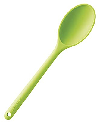 MASTRAD - Cuillère de Cuisine - Ustensile de Cuisine – Cuillère Unibloc Tout en Silicone – Souple - Résistante à la Chaleur - Cuillère de cuisine Antiadhésive – 29 x 6,2 cm - Vert