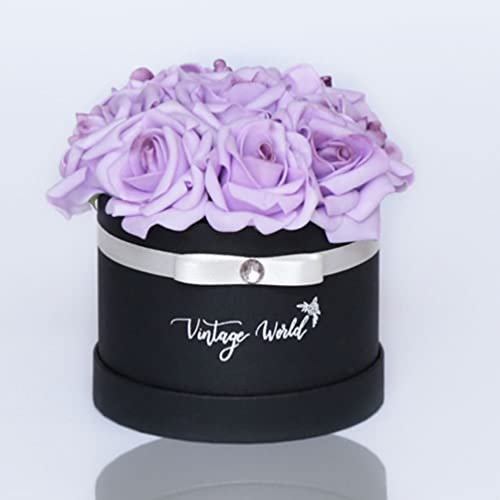 Vintage World Infinity Nizza Handgemachte Rosenbox, 9 Rosen, Geschenkidee, lange haltbar, lila