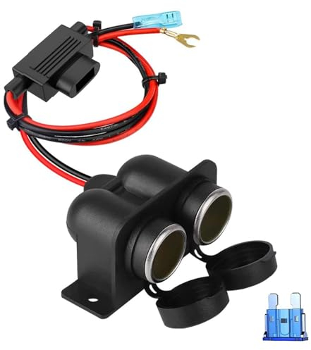 Zigarettenanzünder Verteiler, Wasserdicht Marine Grade DC 12V/24V 2 Fach KFZ zigarettenanzünder Adapter,Mit 15A Sicherung (CL06)