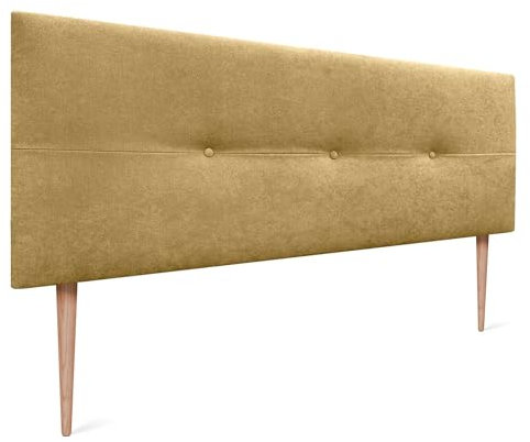 DHOME Testiera imbottita in Similpelle o Tessuto AQUALINE CON GAMBE testate letto (Tessuto Senape,145x105cm (Letti 120/135/140))