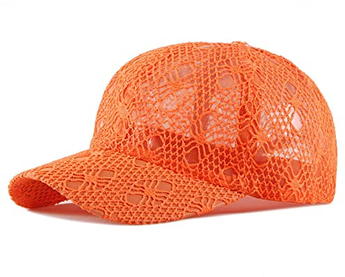 Baseball Cap Damen Basecap Kappe Herren Unisex Mütze Hut Baseballkappe Aushöhlen Design Hüte Mit Mesh Atmungsaktive Sonnenblende Cap Hip Hop Orange Gelb Spitze S 55-60Cm Orange