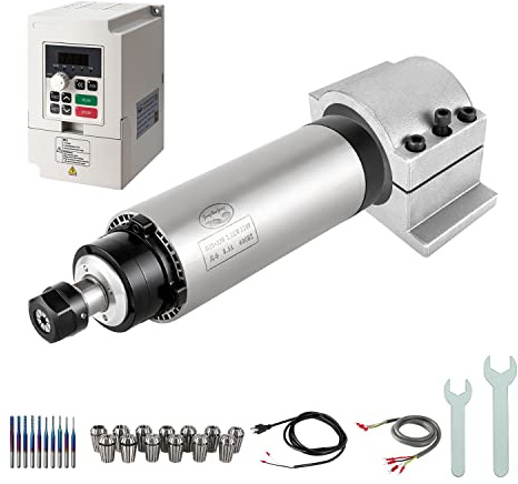 CNC Spindelmotor Set, 220 V, 2,2 kW, Φ80 mm, CNC Motor, luftgekühlt, Spindel + 2,2 kW VFD + Φ80 mm Klemmhalterung + ER20-Kragen + Drill Bits + Wires für CNC-Routermaschine