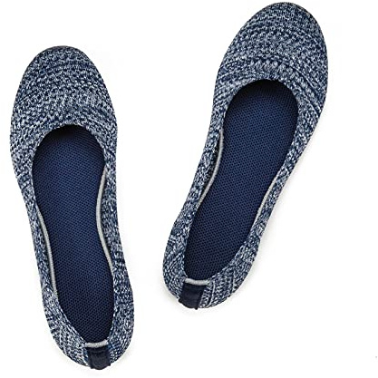 Frank Mully - Zapatos de ballet planos para mujer, de vestir de punto, sin cordones, con punta redonda, bombas…, 5 azul., 41 EU