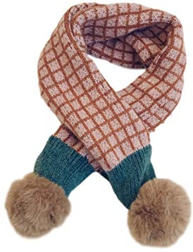 OVLAJ Warmer Schal Kinderschal Für Jungen Mädchen Gestrickt Plaid Pompom Winter Kinderschals-B,78Cm