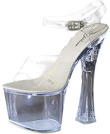 Schuhe Extra Weit Damen 17 cm dünne Ferse Pole Dance Plattform Modell zeigen sexy transparente High Heels Bankett Frauen große Mode Sandalen Damen Hohe Schuhe Winter