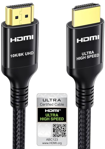 Etseinri 10K 8K 4K HDMI 2.1 Kabel 7.5M Certifierad för Ultrahög Hastighet | HDMI-kabel 48 Gbps 4K@240/165/144/120/60 Hz 0.01 ms eARC VRR, HDR10+ för Bildskärm Projektor Soundbar TV Bärbar Dator