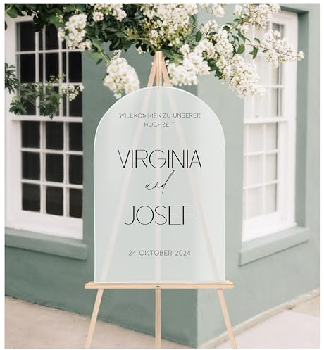 Manschin Laserdesign Willkommensschild Aluverbund personalisiert - Made in Germany - Welcome Willkommen Schild für Hochzeit (60x40cm)