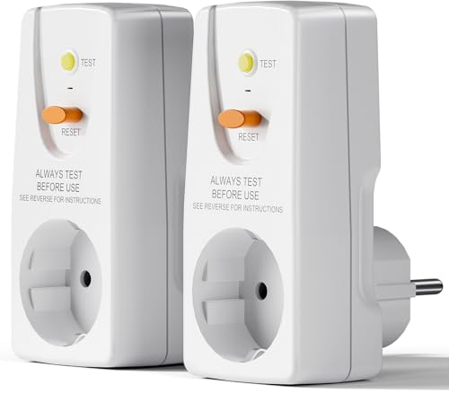 EXNICEXI Prise de disjoncteur Fi - Anti-fuites et chocs électriques - Contact de protection 10 mA - 230 V - 16 A - Convient pour appareils ménagers et outils