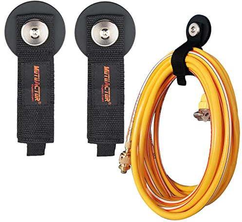 MUTUACTOR 2 Packungen Magnethaken Heavy Duty,Starker Magnet Garagenhaken Großes Fassungsvermögen für hängende Kabel Gummibeschichtung Montagemagnet Aufbewahrungshaken für Gartenschläuche Seile