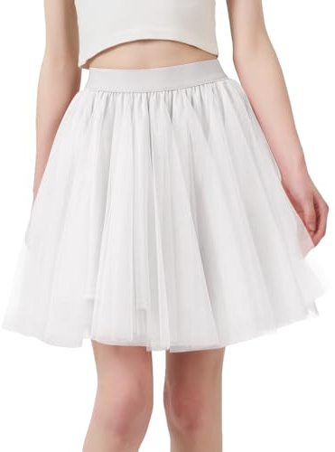 Eisnnu Gonna Tulle da Donna Classico Elastico 3 Strati Tutu Gonna in Tulle,Bianco Nero Rosa per Carnevale Halloween Fancy Dress Natale Cosplay (IT, Testo, Taglia Unica, Regular, Regular, Bianco)