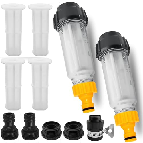 LATRAT Lot de 2 filtres à eau pour tuyau d'arrosage, pré-filtre à eau, pré-filtre à eau, pompe de jardin, nettoyeur haute pression, camping-car, arrosage de jardin