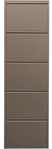 Kare Design Schuhschrank Caruso Taupe, 170x50x15 cm | bis 10 kg belastbar, für 10 Paar Schuhe, Wandmontage, Schuhkipper, Schuhregal, Schuhkommode, flach, platzsparend, Stahl, Flur