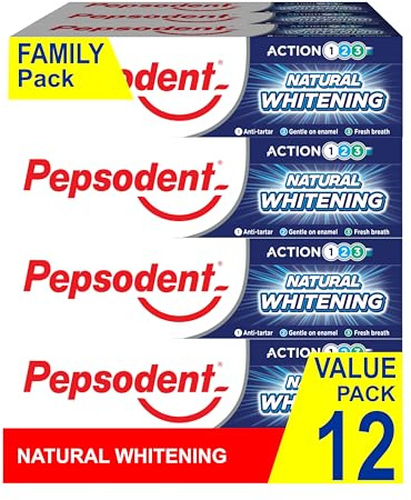 Pepsodent Naturlig fluor kalciumblekning tandkräm för vitare tänder på en vecka 75 ml (12 x 75 ml pack)
