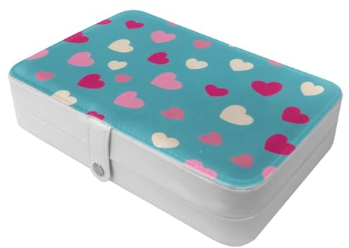 Colorful Love-1534 Reise-Schmuckschatulle – Ihre tragbare Schatztruhe für Ringe, Ohrringe, Halsketten. Tolles Geschenk für Frauen, die gerne reisen, große Organizer-Hülle, 1 Packung