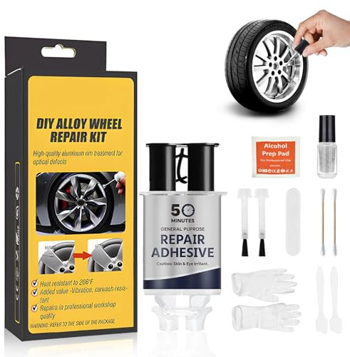 ALLONY Alufelgen Reparatur Set, Felgenreparaturset Alu, Felgen Reparaturset, Geeignet zur Reparatur von Kratzern, Dellen, Kratzern und Anderen Leichtmetallfelgen
