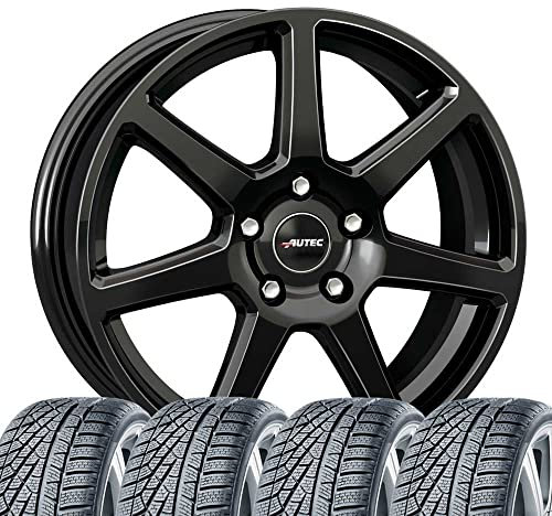 4 Winterräder Winter Tallin 7x17 ET 45 5x112 Schwarz mit 225/45 R17 91H HAN Winter i*cept RS3 W462 SBL M+S 3PMSF