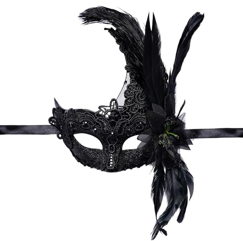 CXNXFD Maskenball-Spitzenmaske, venezianische Ballmaske, Spitze-Diamant-Seitenblumen-Augenmaske, Karnevalsparty-Karnevalsdekoration