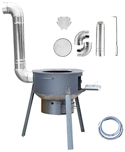 Estufa portátil de leña para tienda de campaña con tubo de chimenea para acampar al aire libre, solución de calefacción y cocina