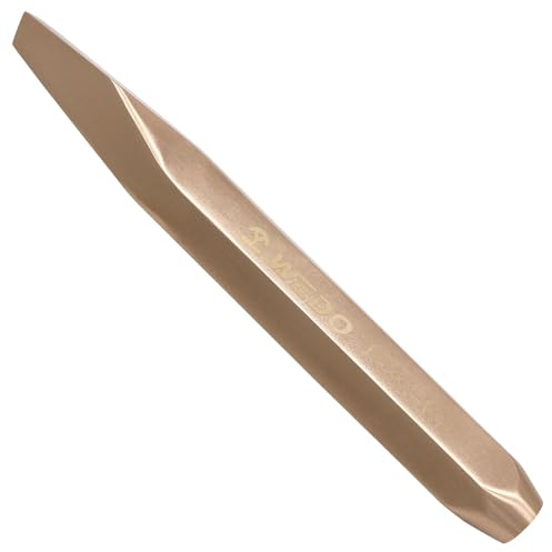 WEDO Ciseau anti-étincelle, pointe diamant, 13 x 20 mm, burin à froid en cuivre au béryllium, burin de sol à tige hexagonale, longueur 200 mm, non magnétique, norme DIN, certificat BAM et FM