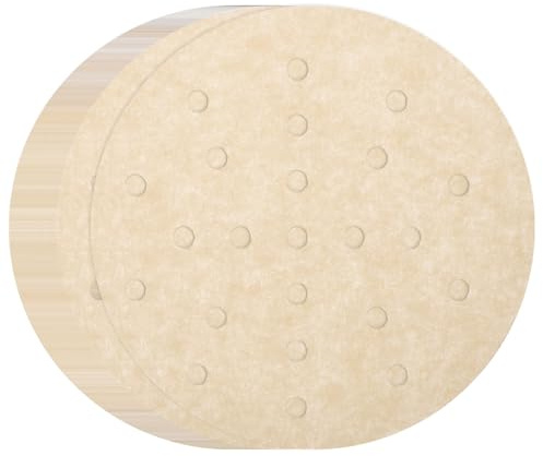 sourcing map 100pcs Air Fryer Liners 6 Inch Round Bamboo Steamer Liners with Holes Non-Stick Perforated Parchment Paper Sheets Disposable Steamer Paper for Air Fryers Steaming Basket, Brown