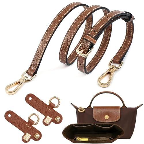Sunshine smile Organizer für Longchamp Tasche,Schultergurt für Longchamp Tasche Damen,Tragegurt für Longchamp,Taschen Organizer für Longchamp Mini,Purse Organize（Braun）