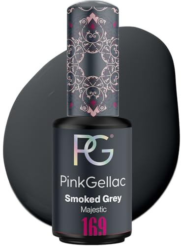 Pink Gellac Gel Nagellack UV - 169 Smoked Grey 8 ml - Gelnagellack für UV Lampe - Grau - Einfache Anwendung Nail Polish für 14 Tage Salonqualität - Veganer Gellack Made in Holland