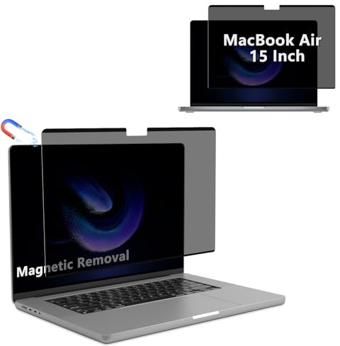 RanBluu Magnétique Filtre de Confidentialité pour MacBook Air 15 Pouces M5/M4/M3/M2,Amovible Filtre écran Premium,Privacy Anti Espion Filtre,Anti-Lumière Bleu Film pour m5 2026/m4 2025/m3 2024/m2 2023
