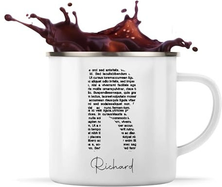 Planetee Tasse Métal Richard Lettre Littérature | Mug Émaillé | Idée Cadeau Prénom Livre Lecture Anniversaire Oncle Parrain Beau Papa Collègue Départ Retraite Noël