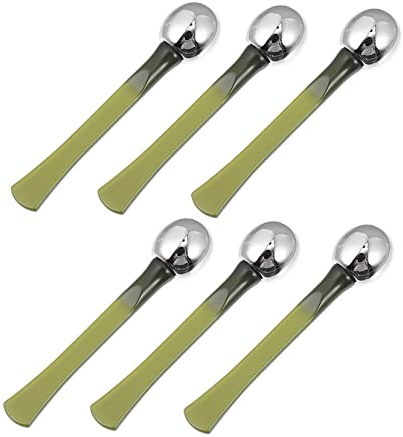 6 Stück Augencreme Stift aus Metall, Grün, für Frauen | Augenmassagestab, Kompakt Tragbar für Tasche und Hosentasche, Beauty Zubehör im Schönen Stil