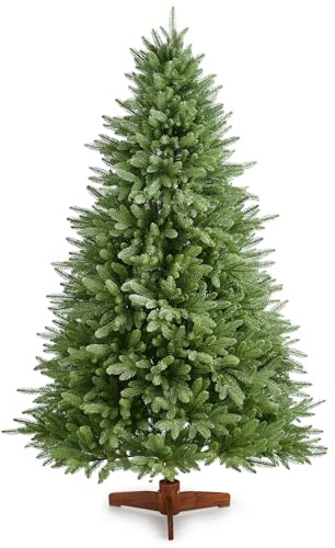 4ft Artificial Christmas Tree 100% PE Injection Moulded Full & Realistic Premium Green Bushy Xmas Tree Pine Trees with Sturdy Wood Stand and 320 Odorless Foldable Branch Tips, Quick Setup 120cm