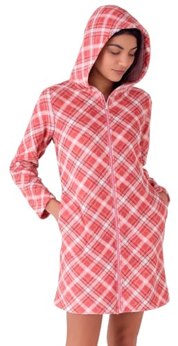 Pigiamiamoci Vestaglia Donna Invernale in Pile Coral Calda Morbida Cappuccio Zip Bottoni Natalizia - idea regalo