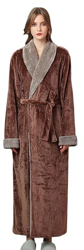 Peignoir de Bain - Robe de Chambre Femme Polaire Automne Hiver Grande Taille Peignoir de Bain Femme Coton avec Ceinture, Minimaliste Peignoirs Hiver Chaude Flanelle pour Douche, Spa et Piscine