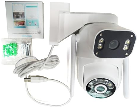 ZASCHMOY Telecamera di Sicurezza Wireless 3 MP 3 MP di Sorveglianza WiFi Intelligente a Doppia Lente con Rilevamento del Movimento per Visione Notturna a Colori