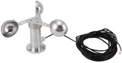 Anemometro con sensore di velocità del vento a 3 tazze, anemometro resistente alle intemperie in lega di alluminio, uscita 0-3,8 V con cavo da 8 m per stazione meteorologica, centrale elettrica, sos
