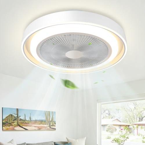 Homefire Deckenventilator mit Beleuchtung und Fernbedienung - Dimmbar LED | Deckenleuchte mit Ventilator Lampe Decke Leise Modern Deckenlampe 5 Flügeln Licht für Schlafzimmer Wohnzimmer