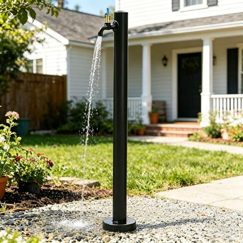 Columna de agua de jardín para exteriores, grifo anticongelante con fuente de pie Bla de 60 cm, función de agua de jardín con grifo para paisajismo e irrigación