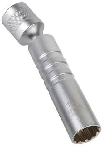 Tändstiftsnyckel 14 mm med magnetisk, tunn väggled för tändstiftsnyckel, 12-vinkel-flexhylsnyckel, bilreparationsverktyg