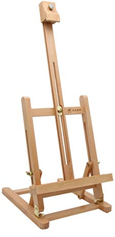 Paintersisters Tischstaffelei T-40 Buche für Keilrahmen + Bilder bis 40 cm | Verstellbare Staffelei Buche FSC-Holz, Sitzstaffelei für Malen, Keilrahmen, Deko, Präsentation, Schule & Atelier, klappbar