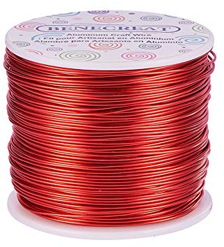 BENECREAT Aluminiumtråd, 12, 17, 18 Gauge, anodiserad, för smycken, hantverk, pärlor, blombindning, färgad hantverkstråd i aluminium (18 Gauge, 150 m, röd (FireBrick))