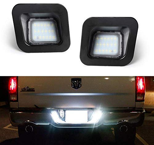 Gempro 2pcs LED License Plate Light Lamp Assembly For 2003 to 2018 Dodge RAM 1500 2500 3500, Powered by 18SMD Xenon White LED Lights