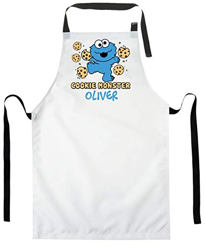 Ferocity Personalisierter Kinderschürze Kind Malschürze Kunstkittel Kochschürze Apron Werkschürze Plätzchen-Monster mit Name [074]