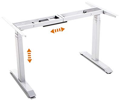 Office One Elektrisch höhenverstellbares Tischgestell Memory-Steuerung für alle gängigen Tischplatten mit Softstart/-Stop, Weiss