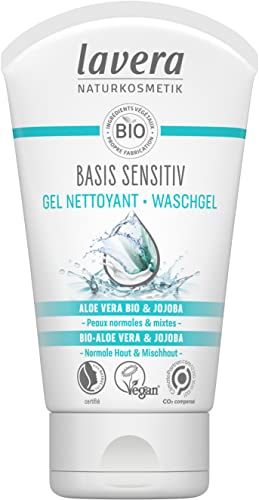lavera basis sensitiv Waschgel Bio Aloe Vera & Jojoba ∙ Belebt & erfrischt ∙ Vegan Bio Pflanzenwirkstoffe Naturkosmetik Natural & innovative Gesichtsreinigung ,125 ml (1er Pack)